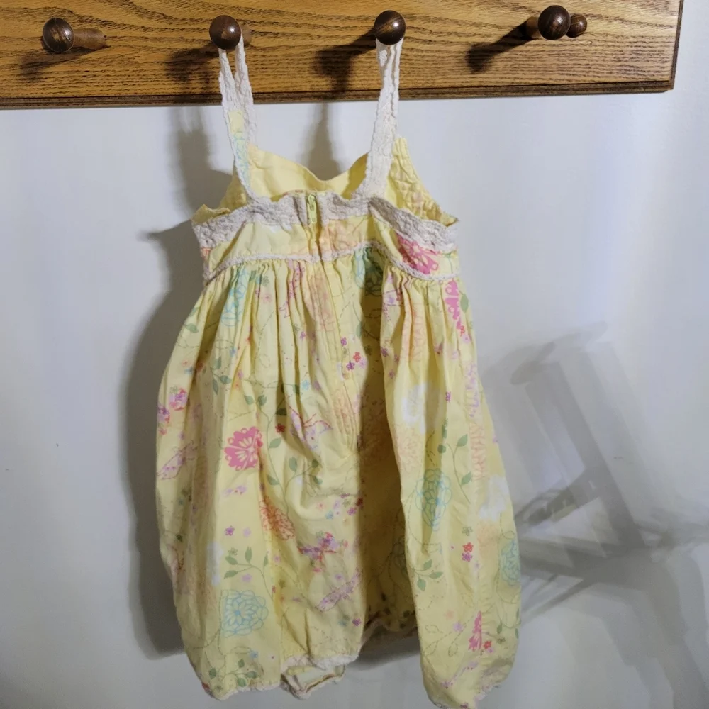 Baby Gap Floral & Crochet Yellow Dress, Size 3T